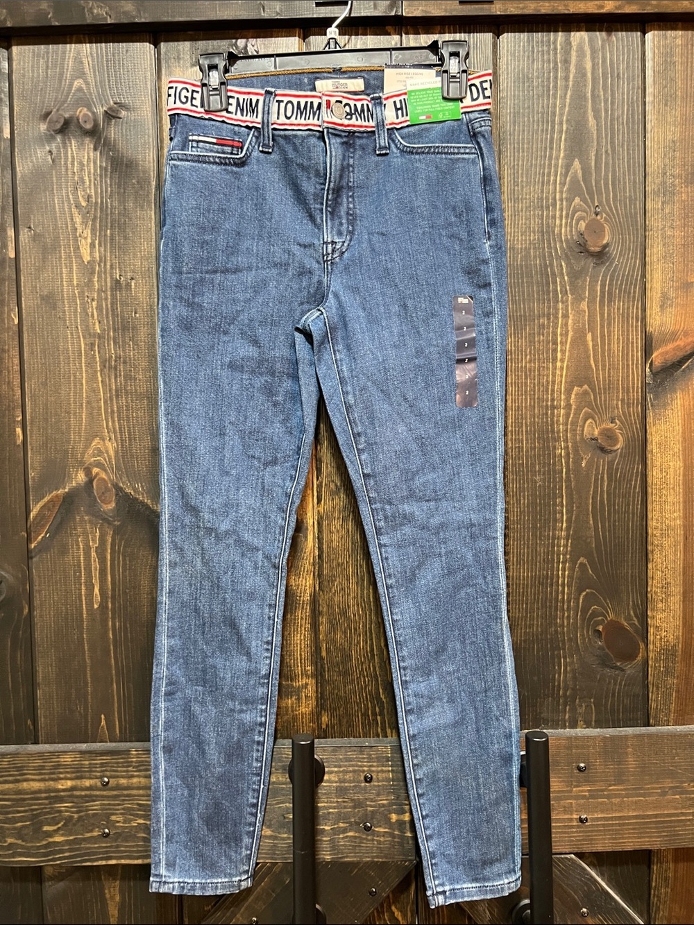 Tommy Hilfiger Logo High Rise Legging Jeans 2 NWT 90s Y2K Streetwear Americana
